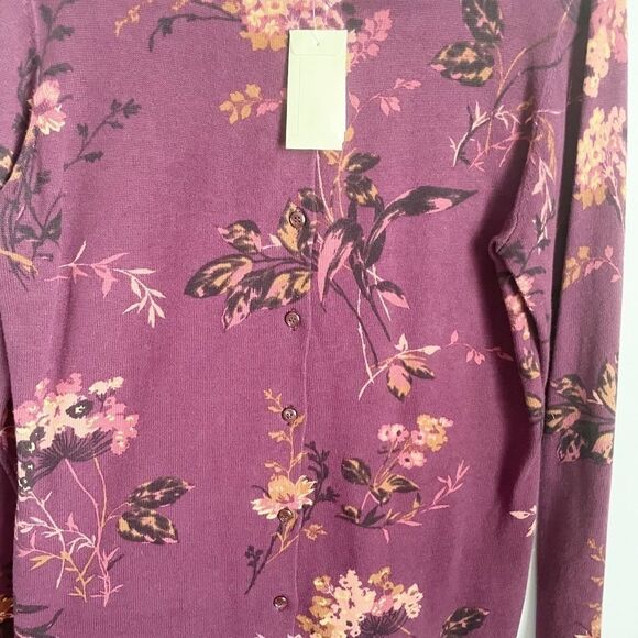 🟢Christopher & Banks Purple Floral Cardigan S - Picture 3 of 6
